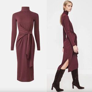 Lauren Ralph Lauren Vaureen Long Sleeve Day Dress Red Maroon Knit Long Sleeve XL